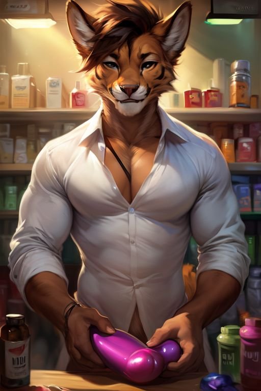 A half-naked young professional (let’s call him Alex) is in a adult toy store, holding a man adult toy while looking around nervously