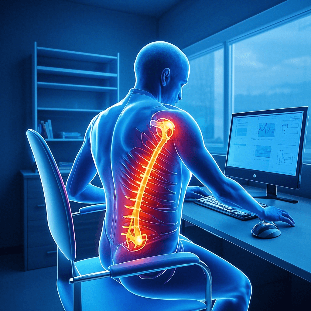 Physical strain: Overexertion during workouts or prolonged sitting (e.g., desk jobs)