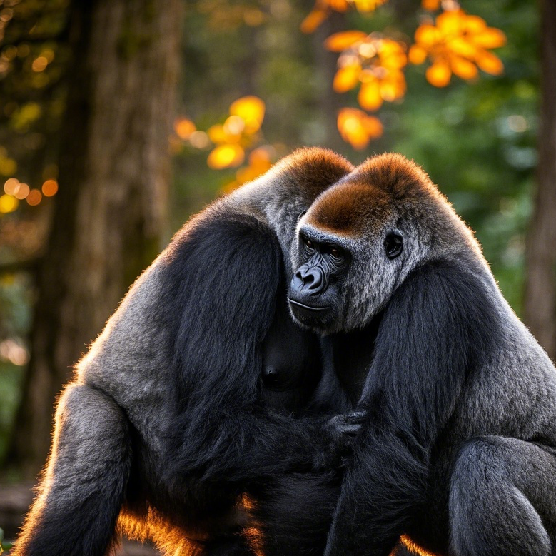 Two chimpanzees mating with adult toys