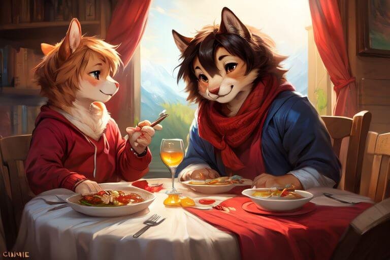 a romantic dinner setting